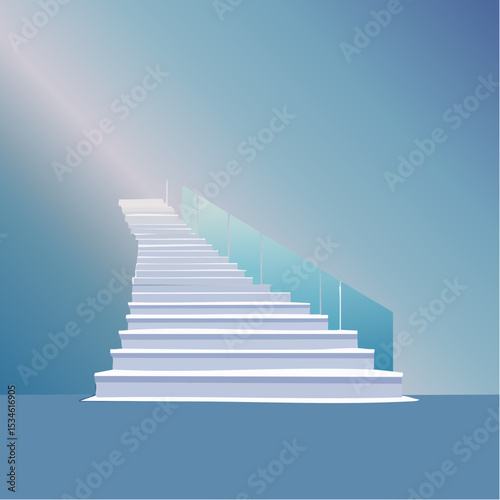 Career guidance or advice to step up career path, business direction or spotlight to success, discover talent or job candidate concept, flashlight staircase light beam to step up for businesswoma