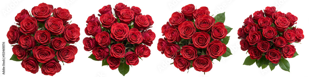 Obraz premium Red Rose Bouquets Isolated on Transparent Background