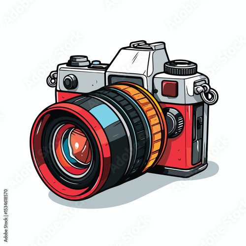 Professional Camera Vector Illustration for Graphic Design Projects and Web Design Purposes