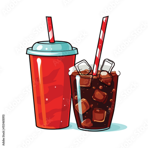 Professional Cola Soda Bottle and Cup with Straw for On-the-go Needs
