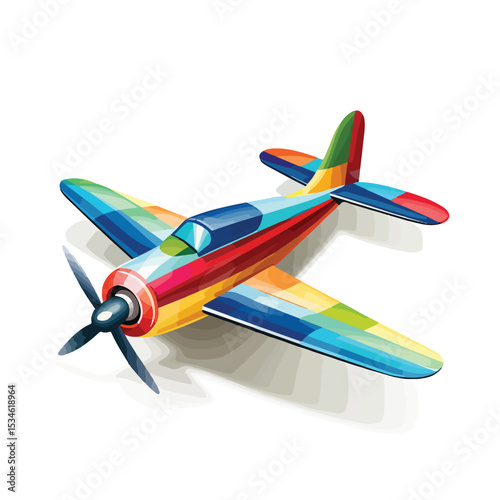 Professional Color Blurred Stripe Airplane of Paper Toy Vector Image