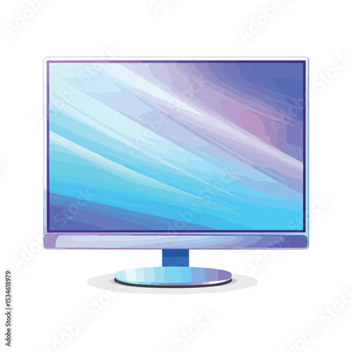 Professional Color Blurred Stripe LCD Monitor with Blue Screen Image for Graphic Design Projects