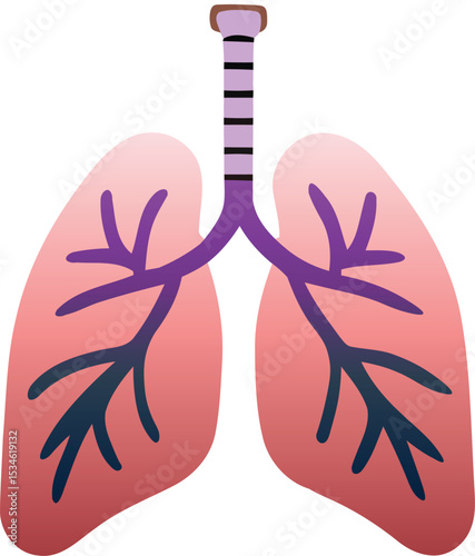 Detailed Human Lungs Organ Icon for Medical, Health, and Biology.