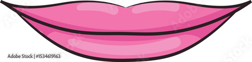 Hand drawn lips in modest smile