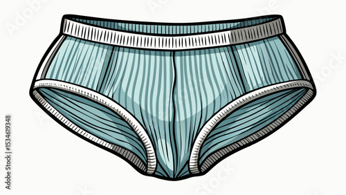 Classic ribbed cotton brief in muted grey with visible stitching detail sits folded on a white background. Great for showcasing texture and simplicity in a detailed vector scene.