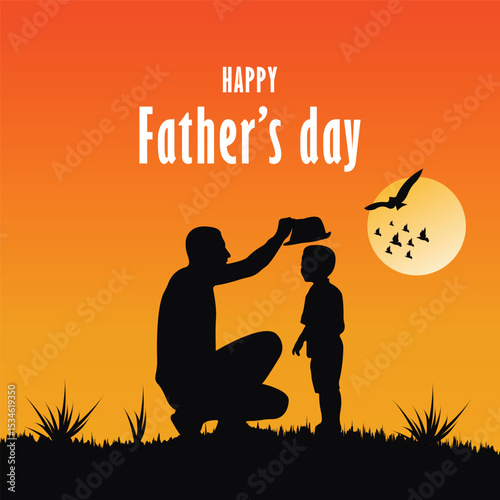 Happy Father's Day. Father giving advice and taking care of his son.