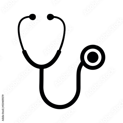 Black Silhouette Medical Stethoscope Icon