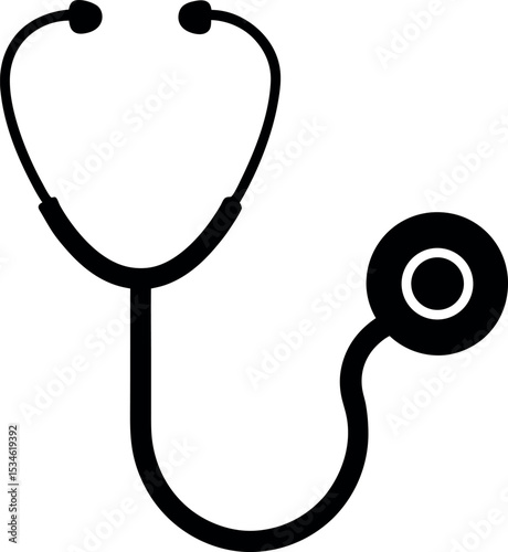 Black Silhouette Medical Stethoscope Icon
