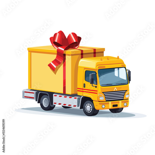 Professional Delivery Truck and Gift Box Icon Image for Logistics and Shipping Services