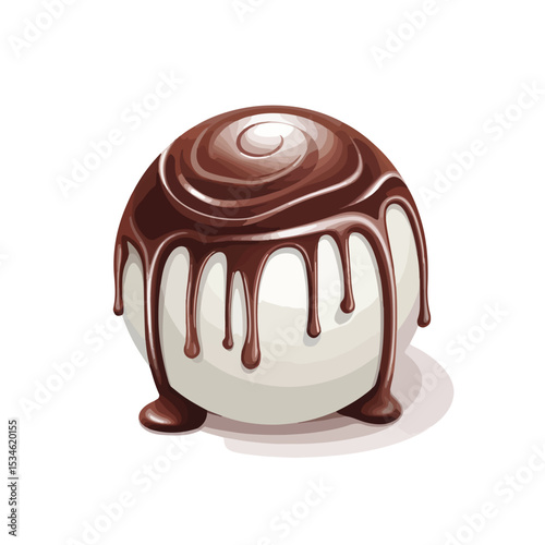Delicious Fresh Chocolate Bonbon and Cream Icon Isolated Vector Illustration