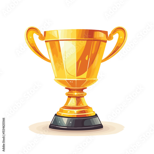 Golden Trophy Cup Award Icon Vector Illustration for Recognizing Achievements