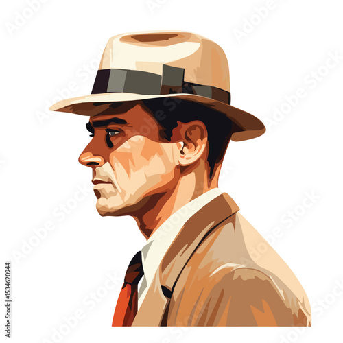 Professional Men's Fashion Vector Illustration with Isolated Man Wearing Stylish Hat Design
