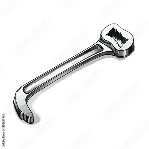 Professional Isolated Wrench Tool Design Vector for Mechanical Engineering Projects