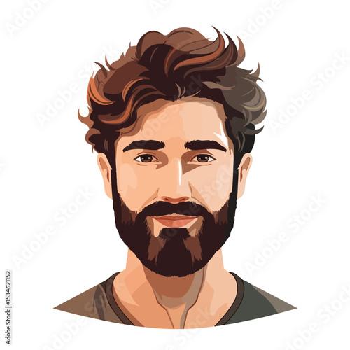Professional male character face avatar on clean white background for graphic design projects
