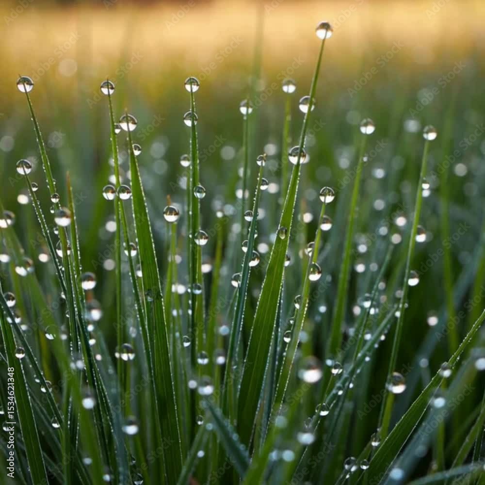 Close-up of Dew on Grass