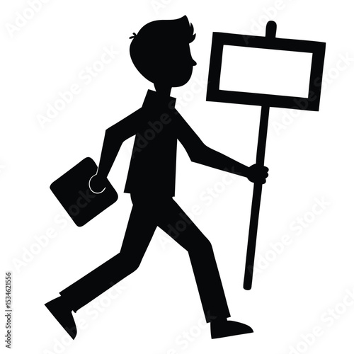 Uomo d'affari con valigetta silhouette a piedi con cellulare con portatile illustrazione vettoriale