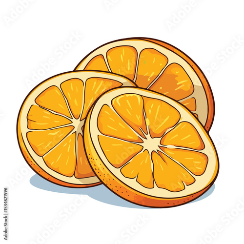 Vibrant Orange Slices Fruits Cartoon Vector Illustration for Design Projects