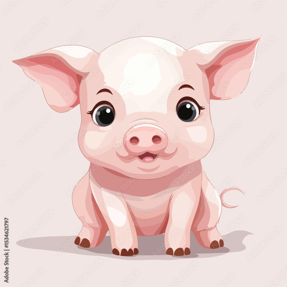 Naklejka premium Adorable Funny Pig Cartoon Illustration Ideal for Children's Books and Magazines