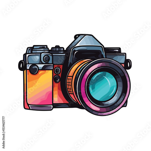 Professional Photographic Camera Icon on White Background for Creative Projects