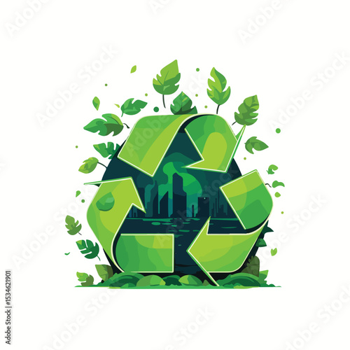 Eco-Friendly Recycling and Organic Protection Icon for Ecology Concept