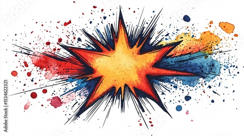 Starburst Comic Watercolor Vector Illustration Effect