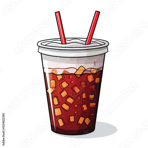 Refreshing Soda in Plastic Cup Stock Vector for Graphic Designs and Illustrations