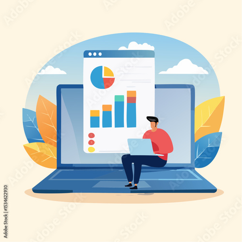 Data analysis, datum analytics or customer insight, graph and chart statistics diagram, forecasting model, predictive or data visualization concept, businessman working with data on computer lapto