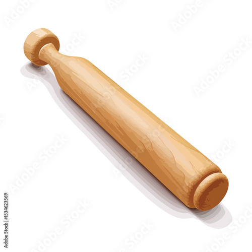 Professional Wooden Rolling Pin Icon Kitchen Tool for Bakery Vector EPS Illustration