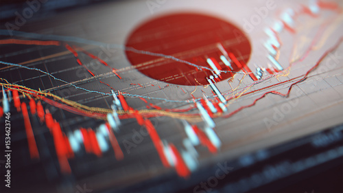 Obraz na płótnie 日本経済と株価チャートの動向