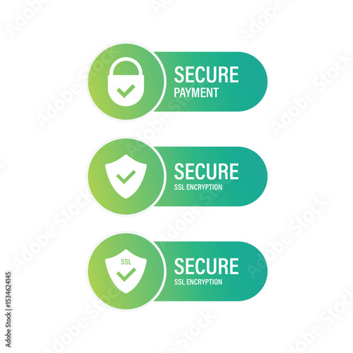 Secure SSL Payment Icon Set Vector Design. 