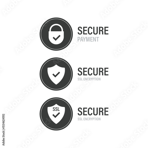 Secure SSL Payment Icon Set Vector Design. 