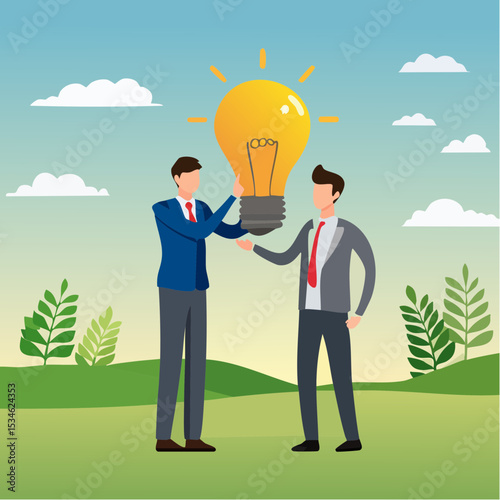 Mentor, advisor to motivate employee or inspiration, training or guidance help personal development to reach success, coaching concept, businessman mentor help employee to get new light bulb ide