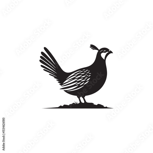 Chukar Partridge Silhouette Vector Design – Elegant Game Bird Artwork Featuring Distinctive Stripes, Bold Stance, Minimal Black Outline Style Perfect for Nature Prints, Logos, and Decor
