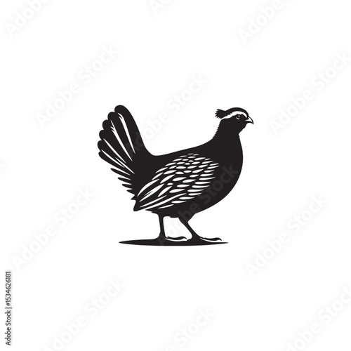 Chukar Partridge Silhouette Vector Design – Elegant Game Bird Artwork Featuring Distinctive Stripes, Bold Stance, Minimal Black Outline Style Perfect for Nature Prints, Logos, and Decor
