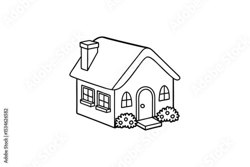 Cute little house drawing home sweet home illustration