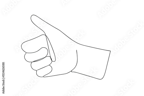 Single line drawing hand gesture thumbs up minimalist art