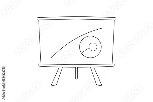 Simple line drawing of a presentation board showing a graph