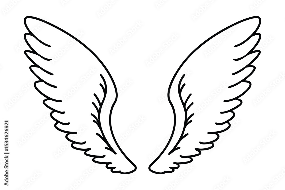Fototapeta premium Elegant outline wings design graphic element