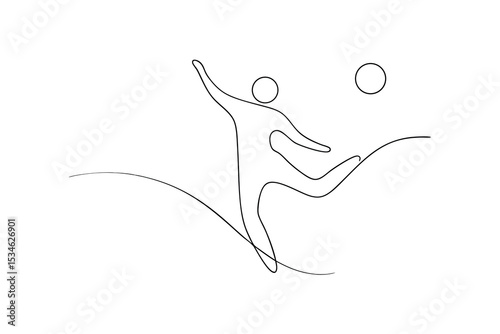 Abstract line art soccer player kicking ball minimalist design
