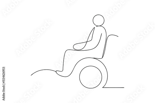 Person in wheelchair simple line drawing minimalist illustration