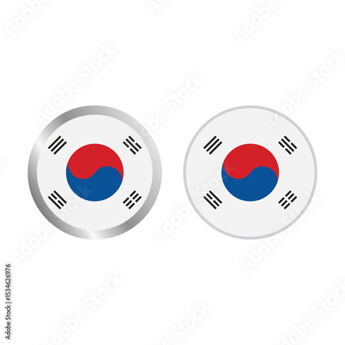 Set Of South Korea Flag Vector Design.