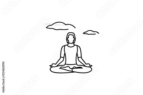 Woman meditating outdoors under a peaceful sky serene yoga mindfulness