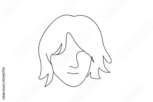 Simple line drawing of a person with short hair
