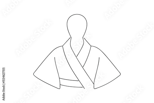 Simple line drawing of person in kimono robe