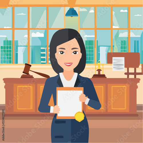 Legal document, attorney or court professional office, law and judgment approval paper concept, mature lawyer holding legal document with a gavel hammer symbol of court or judgemen