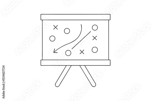 Simple line drawing of a strategy board with x and o markers