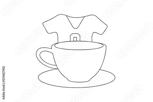 Teacup with a jersey design teabag minimalist line art