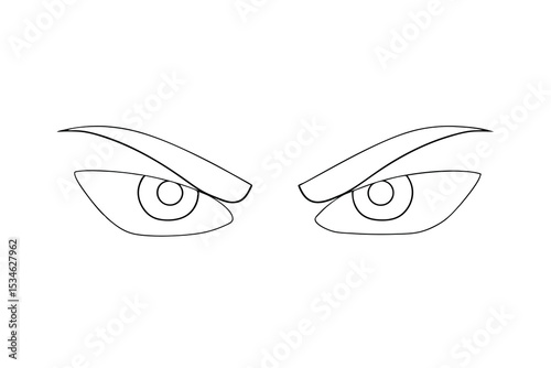Angry anime eyes glaring intense line art illustration
