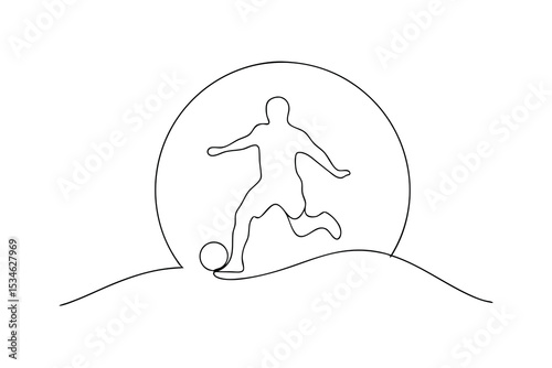 Soccer player silhouette single line art minimalist design