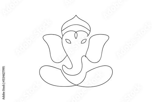 Ganesha hindu god line art minimalist design